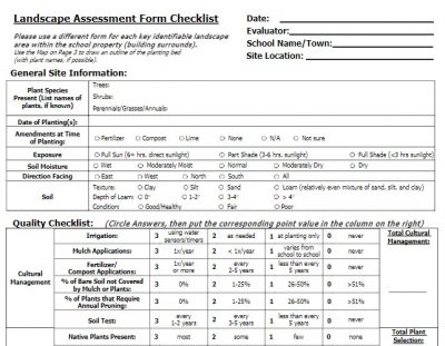 Picture of School Landscape Assessment Form